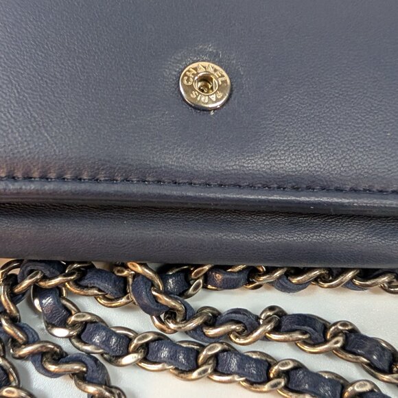 Chanel Bicolor Black and Navy Quilted Lambskin Wallet on Chain (WOC) - Picture 14 of 16